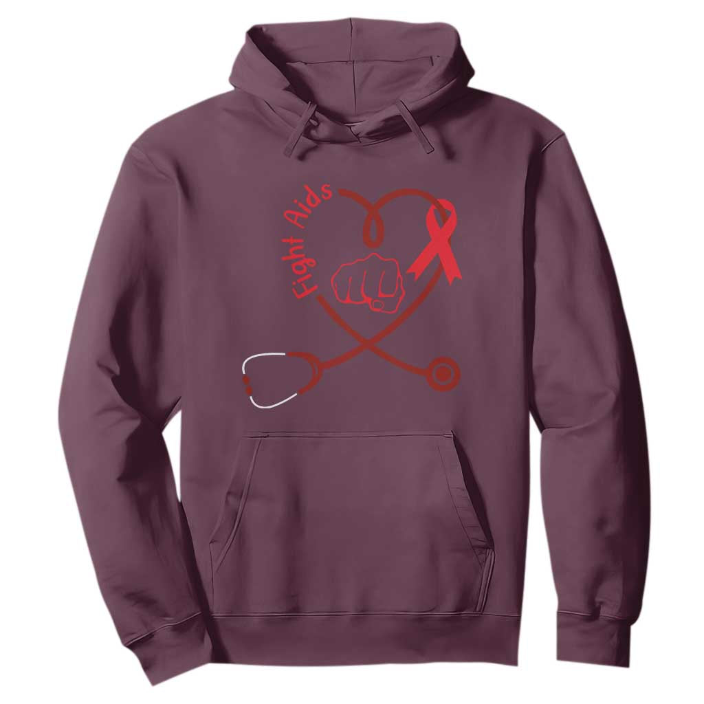 Fight AIDS Nurse Hoodie Red Ribbon HIV Support Gift