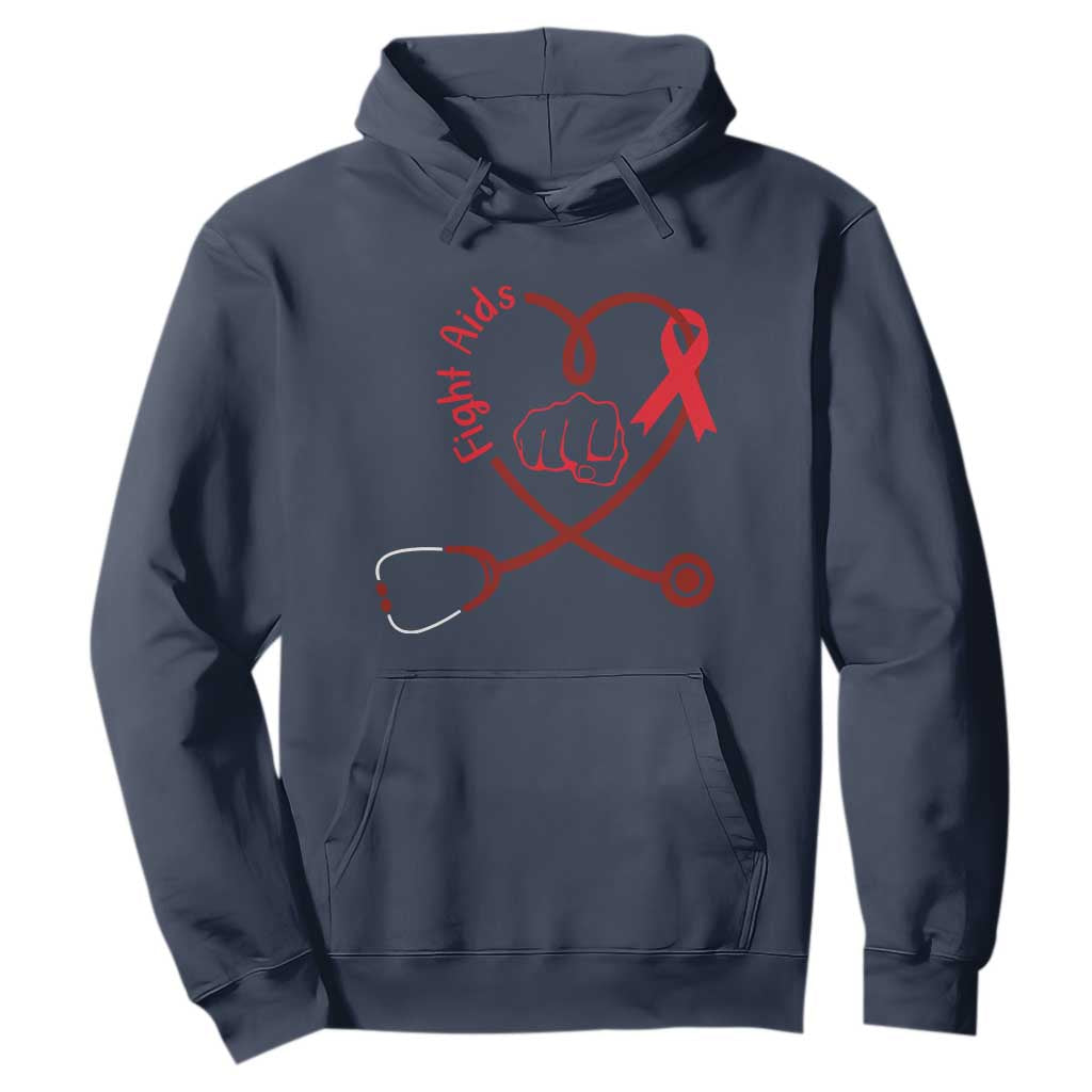 Fight AIDS Nurse Hoodie Red Ribbon HIV Support Gift