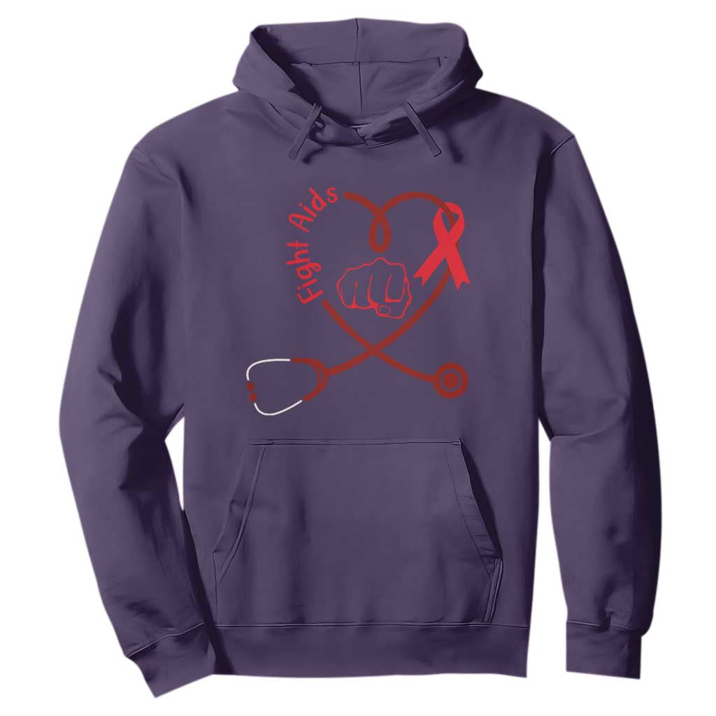 Fight AIDS Nurse Hoodie Red Ribbon HIV Support Gift