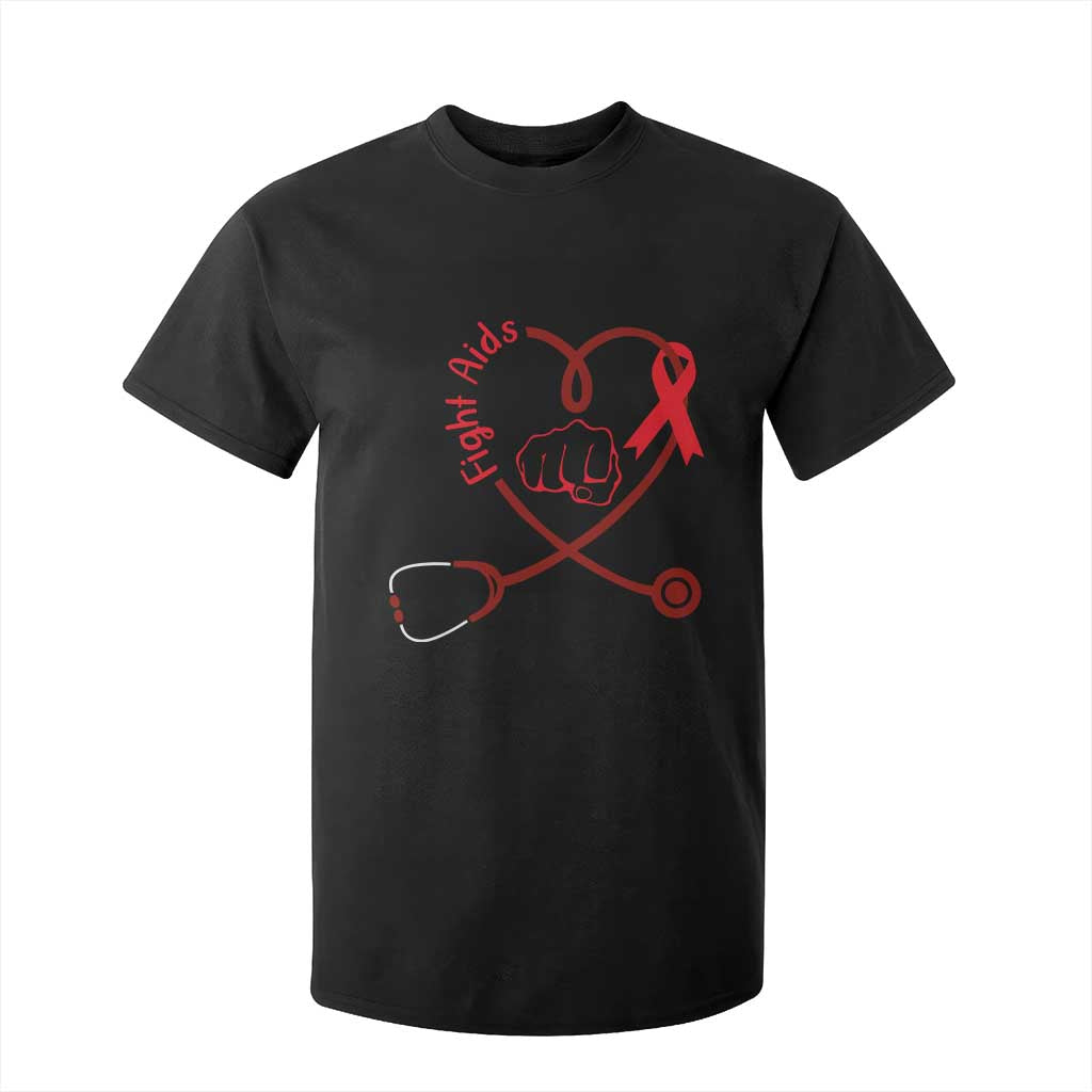 Fight AIDS Nurse T Shirt For Kid Red Ribbon HIV Support Gift