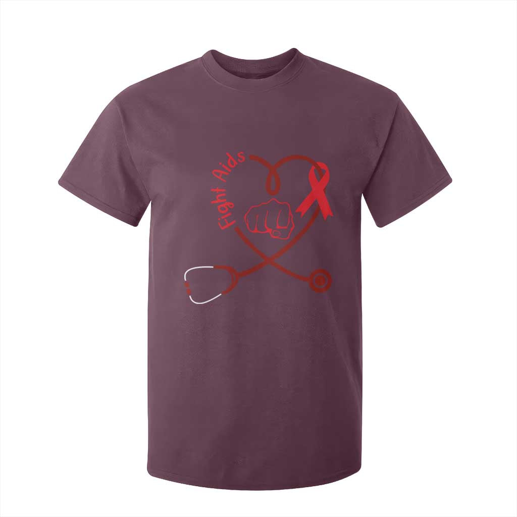 Fight AIDS Nurse T Shirt For Kid Red Ribbon HIV Support Gift