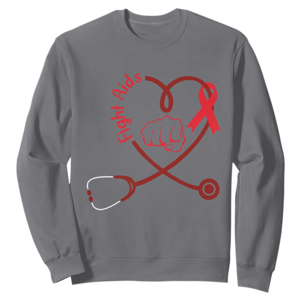 Fight AIDS Nurse Sweatshirt Red Ribbon HIV Support Gift