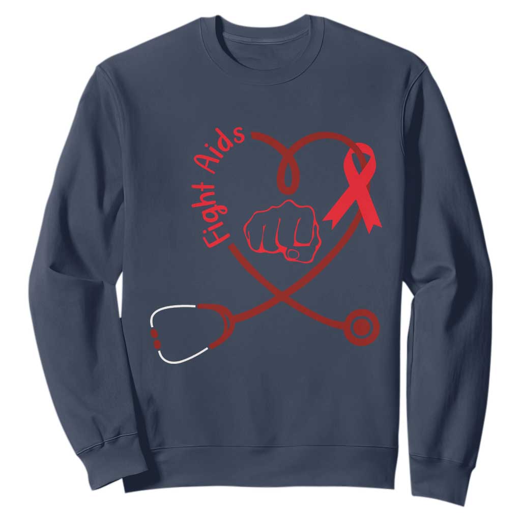 Fight AIDS Nurse Sweatshirt Red Ribbon HIV Support Gift