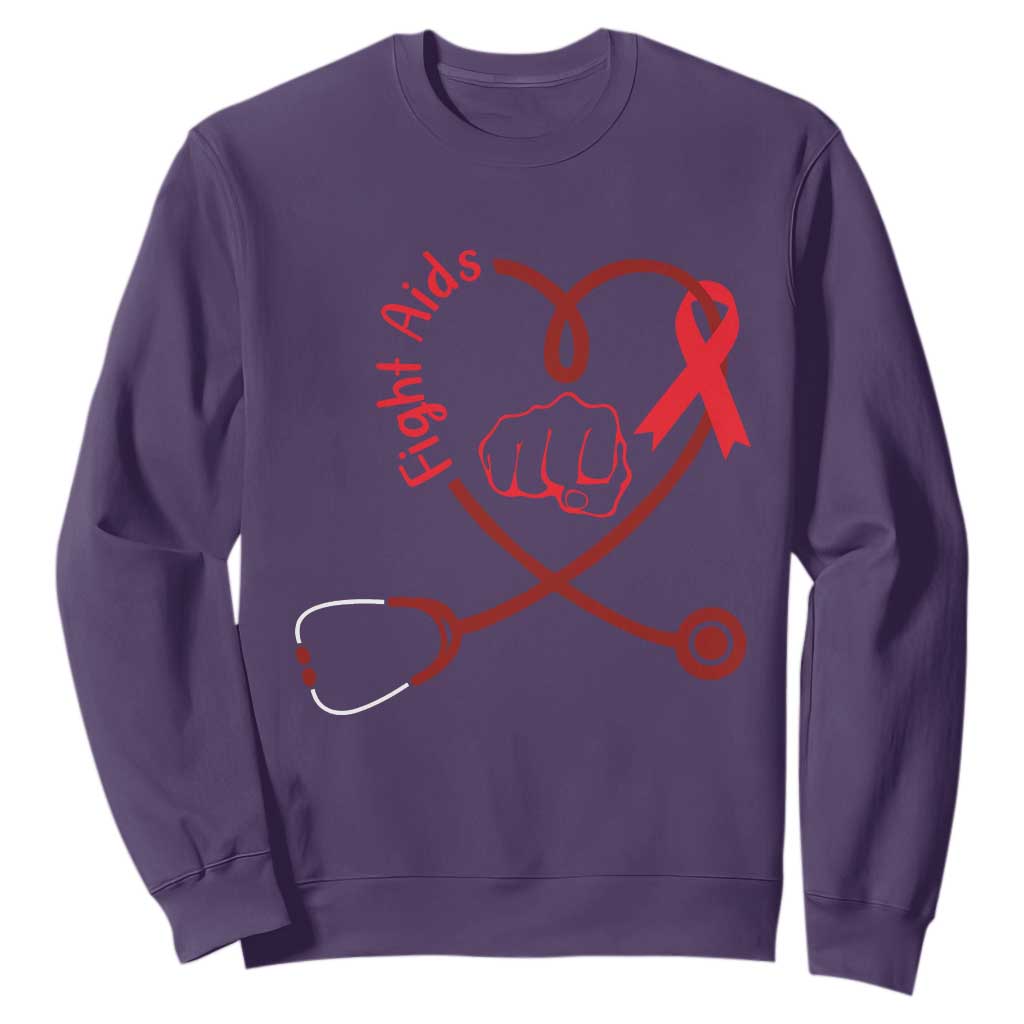 Fight AIDS Nurse Sweatshirt Red Ribbon HIV Support Gift