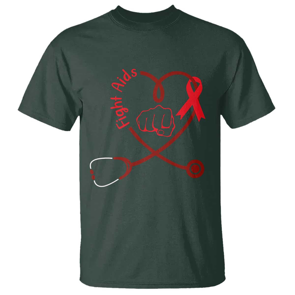 Fight AIDS Nurse T Shirt Red Ribbon HIV Support Gift