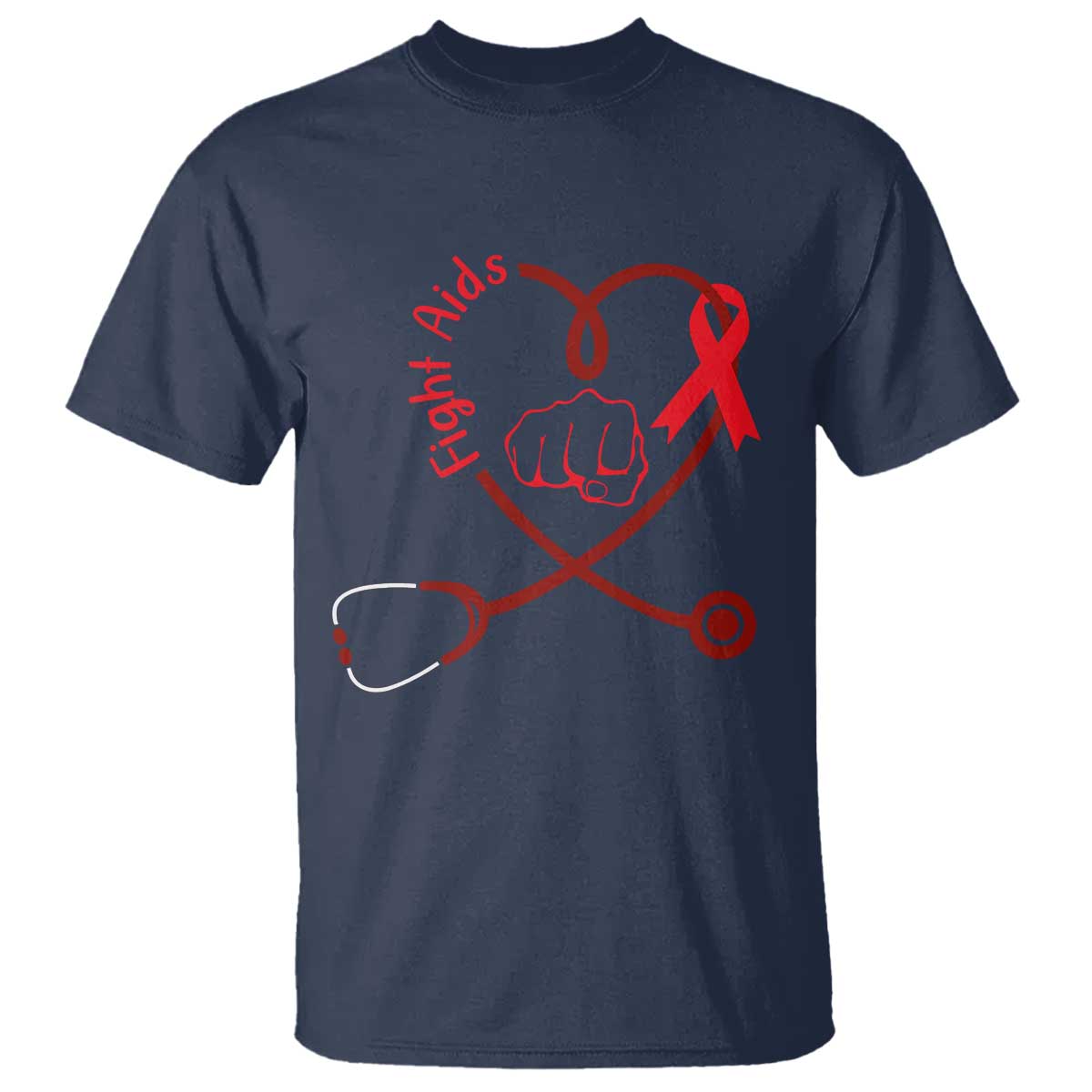Fight AIDS Nurse T Shirt Red Ribbon HIV Support Gift