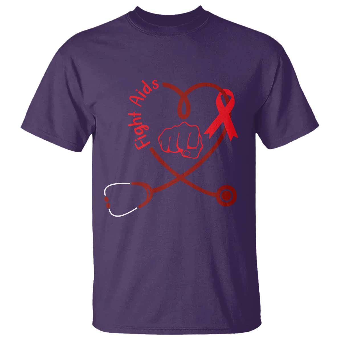 Fight AIDS Nurse T Shirt Red Ribbon HIV Support Gift