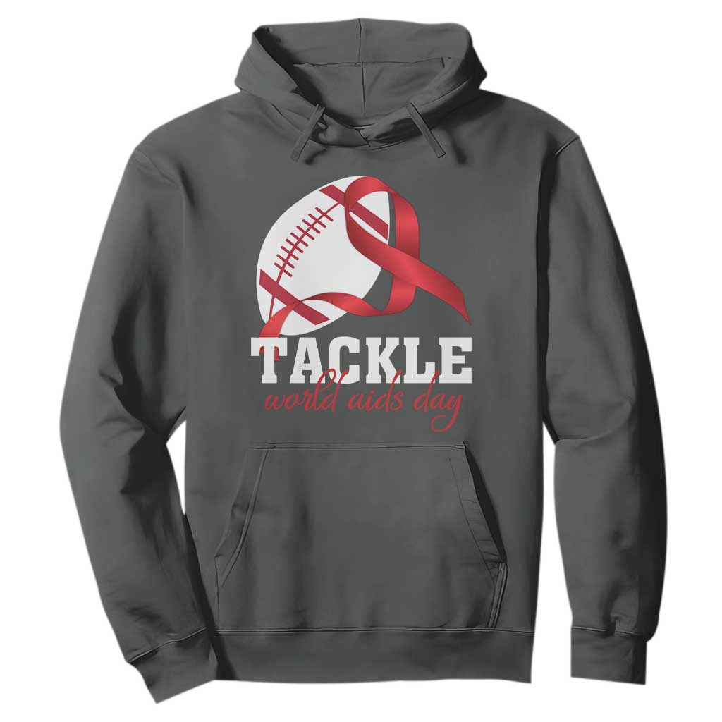 Tackle World AIDS Day Hoodie Red Ribbon Football Support Gift