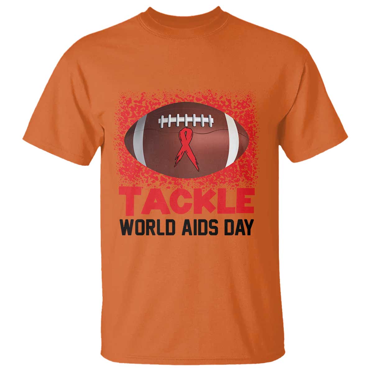 Tackle World AIDS Day T Shirt Football HIV Support Red Ribbon