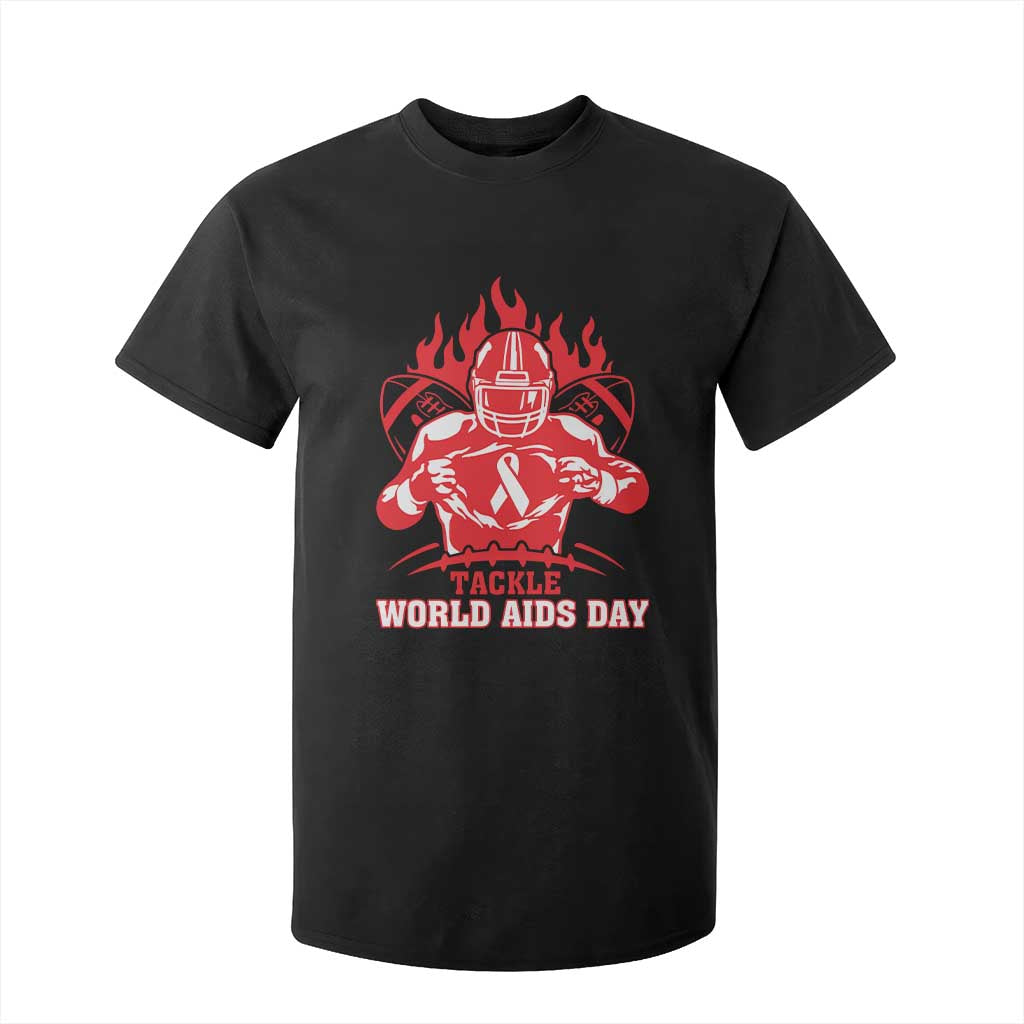 AIDS Support T Shirt For Kid Ribbon HIV Tackle Football Gift