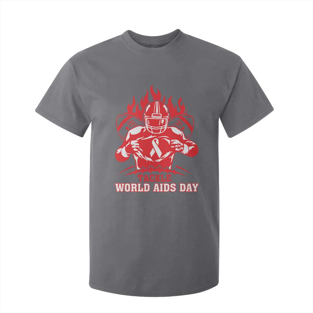 AIDS Support T Shirt For Kid Ribbon HIV Tackle Football Gift