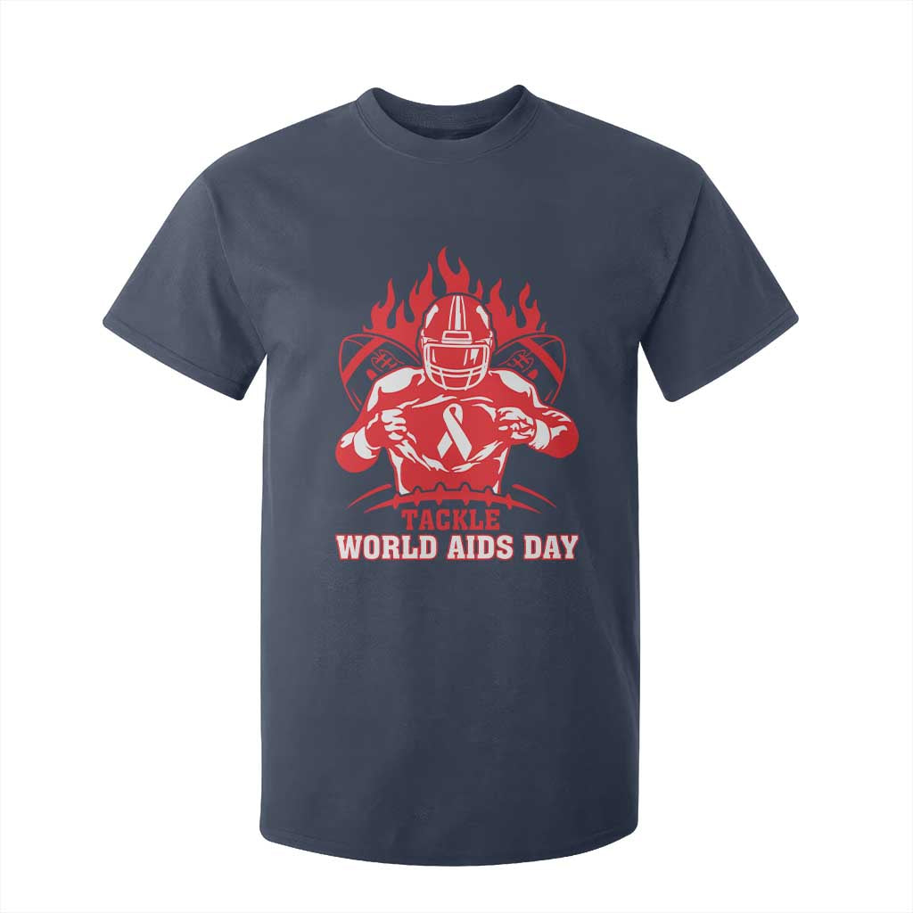 AIDS Support T Shirt For Kid Ribbon HIV Tackle Football Gift