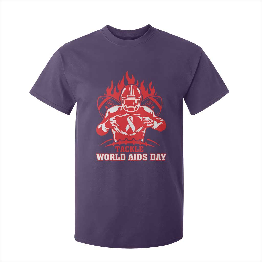 AIDS Support T Shirt For Kid Ribbon HIV Tackle Football Gift