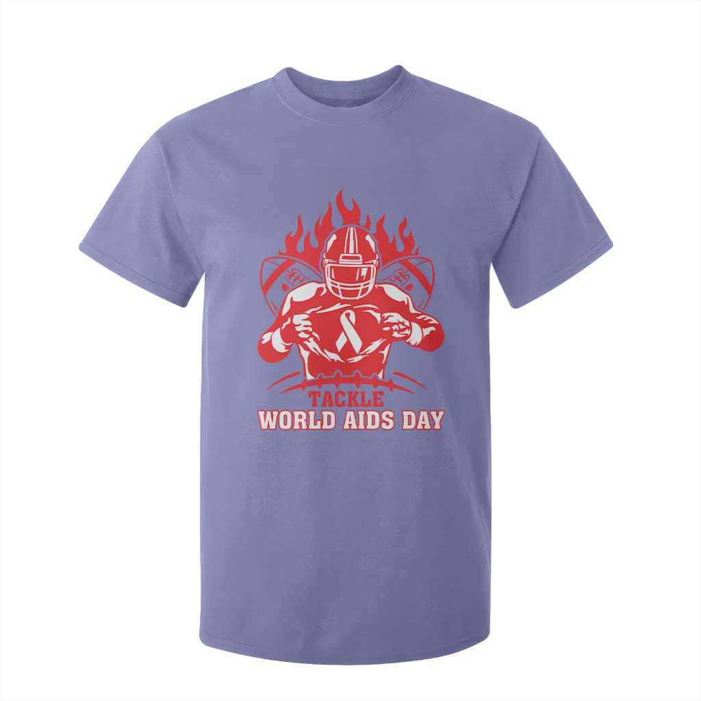 AIDS Support T Shirt For Kid Ribbon HIV Tackle Football Gift