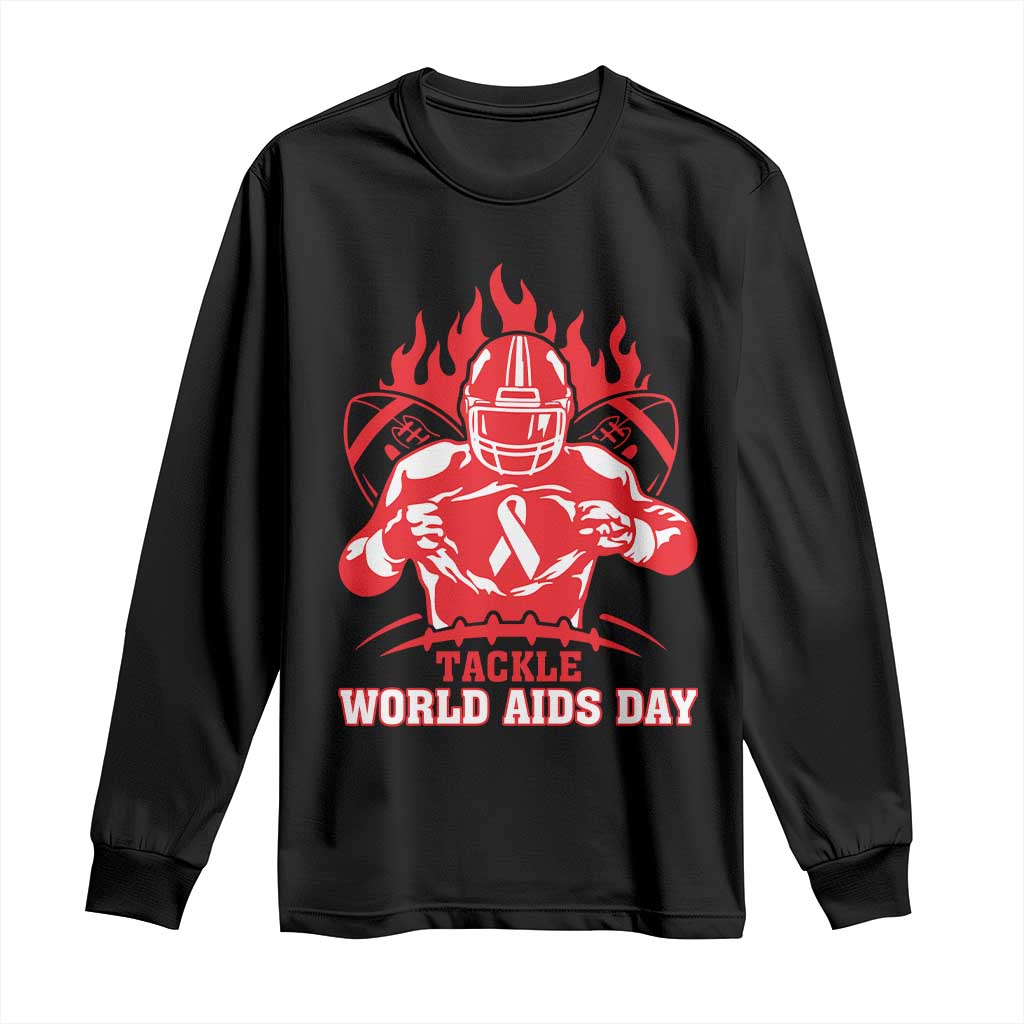 AIDS Support Long Sleeve Shirt Ribbon HIV Tackle Football Gift