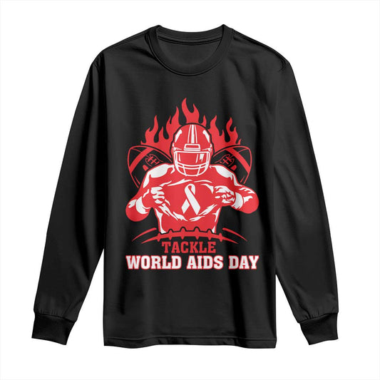 AIDS Support Long Sleeve Shirt Ribbon HIV Tackle Football Gift