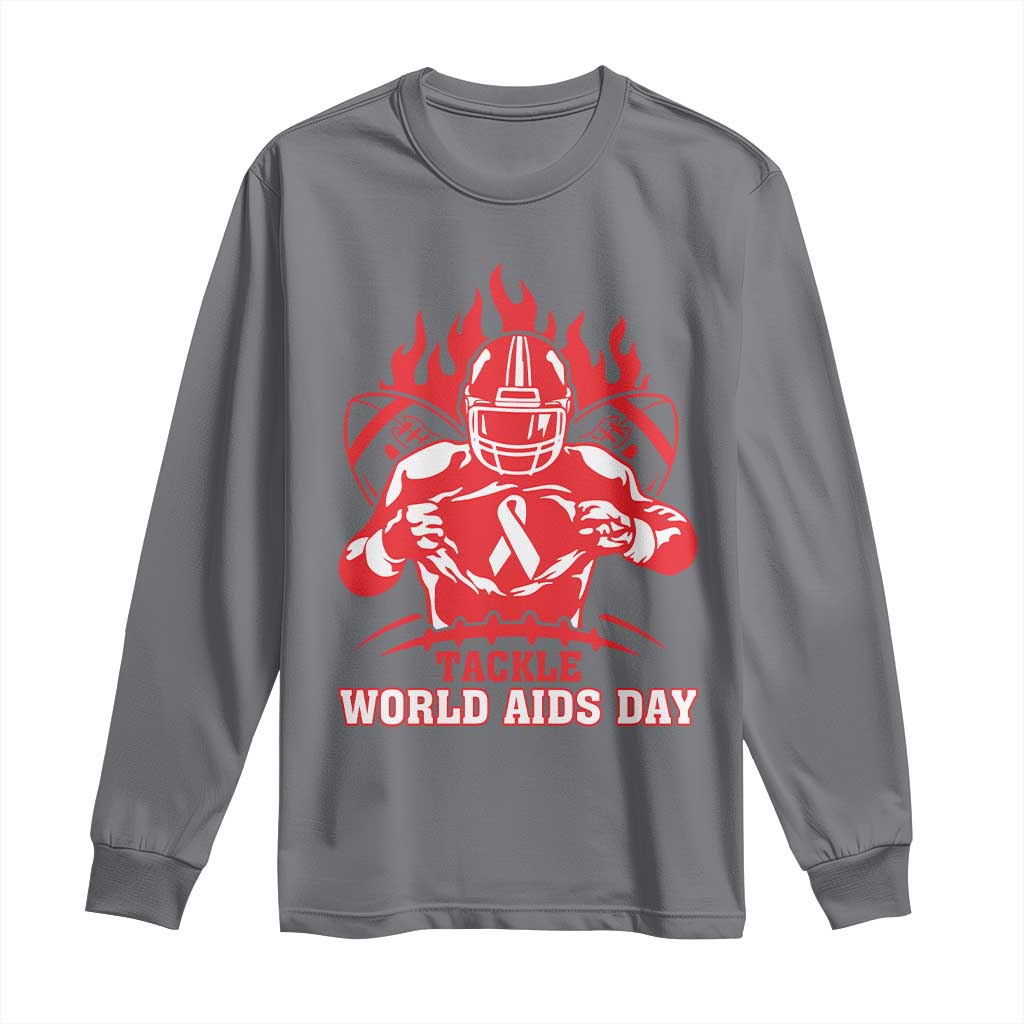 AIDS Support Long Sleeve Shirt Ribbon HIV Tackle Football Gift