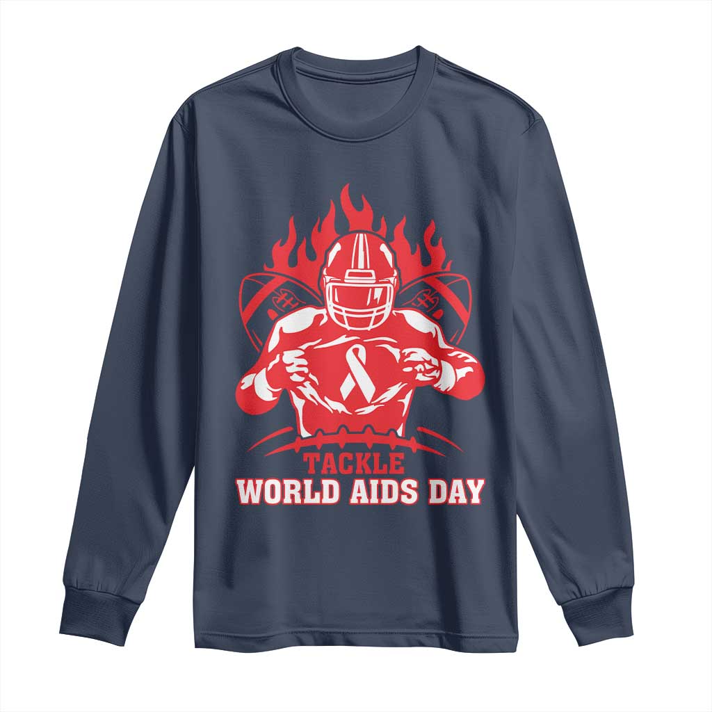 AIDS Support Long Sleeve Shirt Ribbon HIV Tackle Football Gift