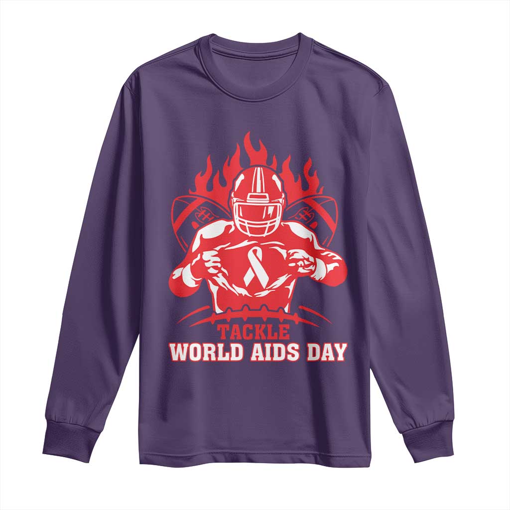 AIDS Support Long Sleeve Shirt Ribbon HIV Tackle Football Gift