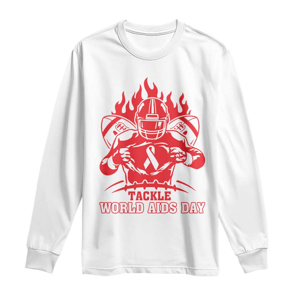 AIDS Support Long Sleeve Shirt Ribbon HIV Tackle Football Gift