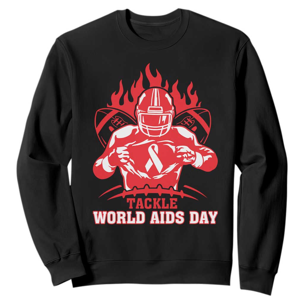 AIDS Support Sweatshirt Ribbon HIV Tackle Football Gift