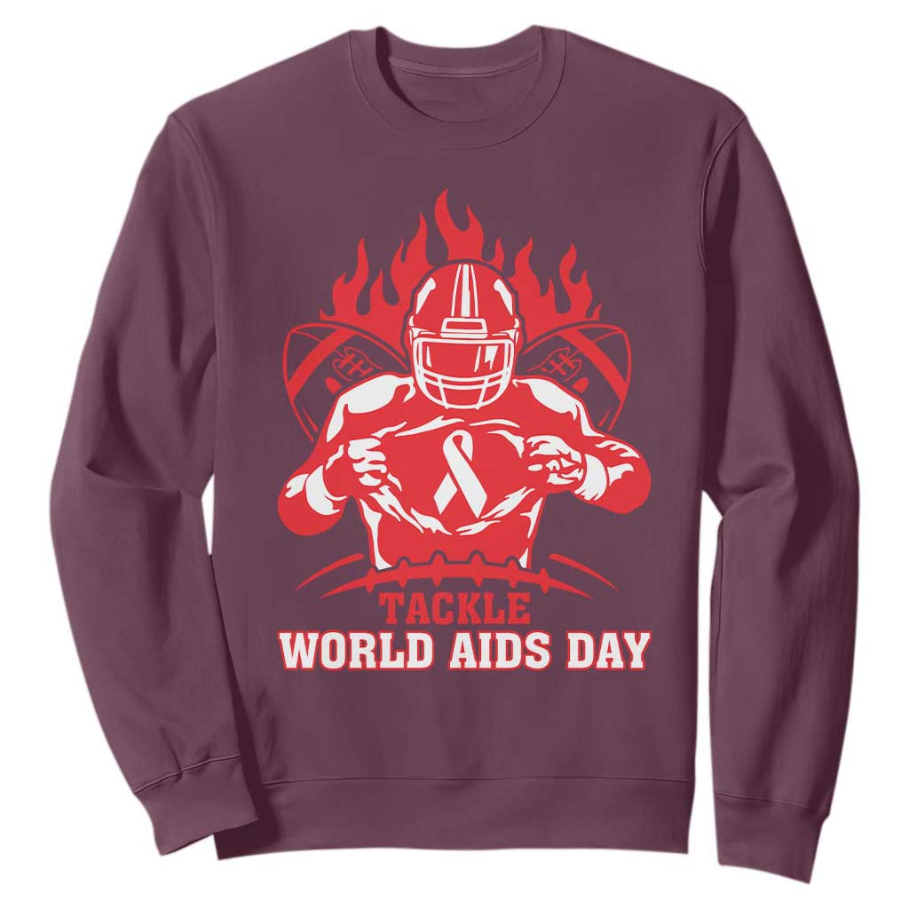 AIDS Support Sweatshirt Ribbon HIV Tackle Football Gift