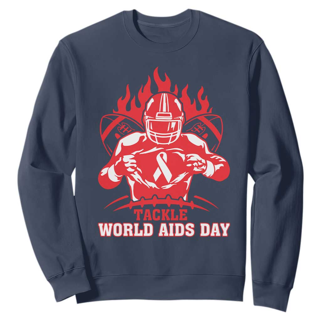 AIDS Support Sweatshirt Ribbon HIV Tackle Football Gift
