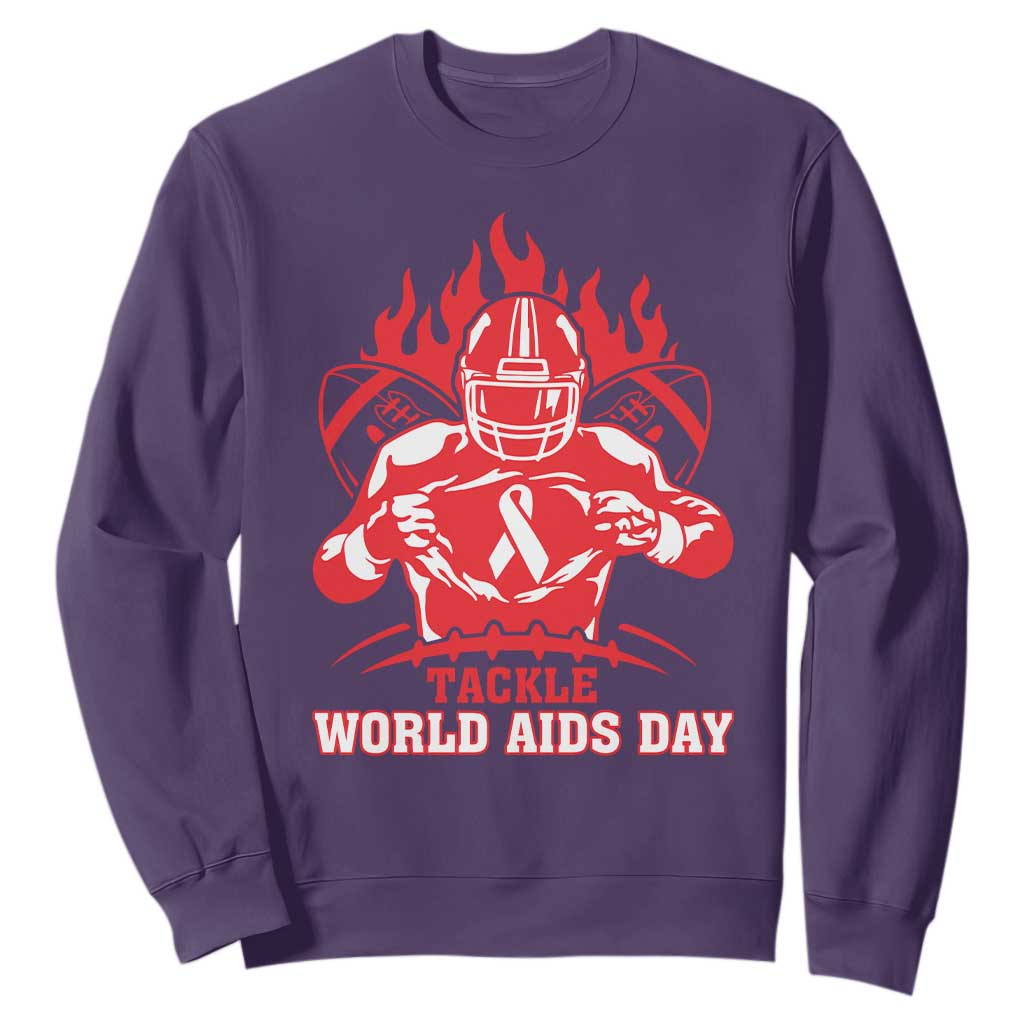 AIDS Support Sweatshirt Ribbon HIV Tackle Football Gift