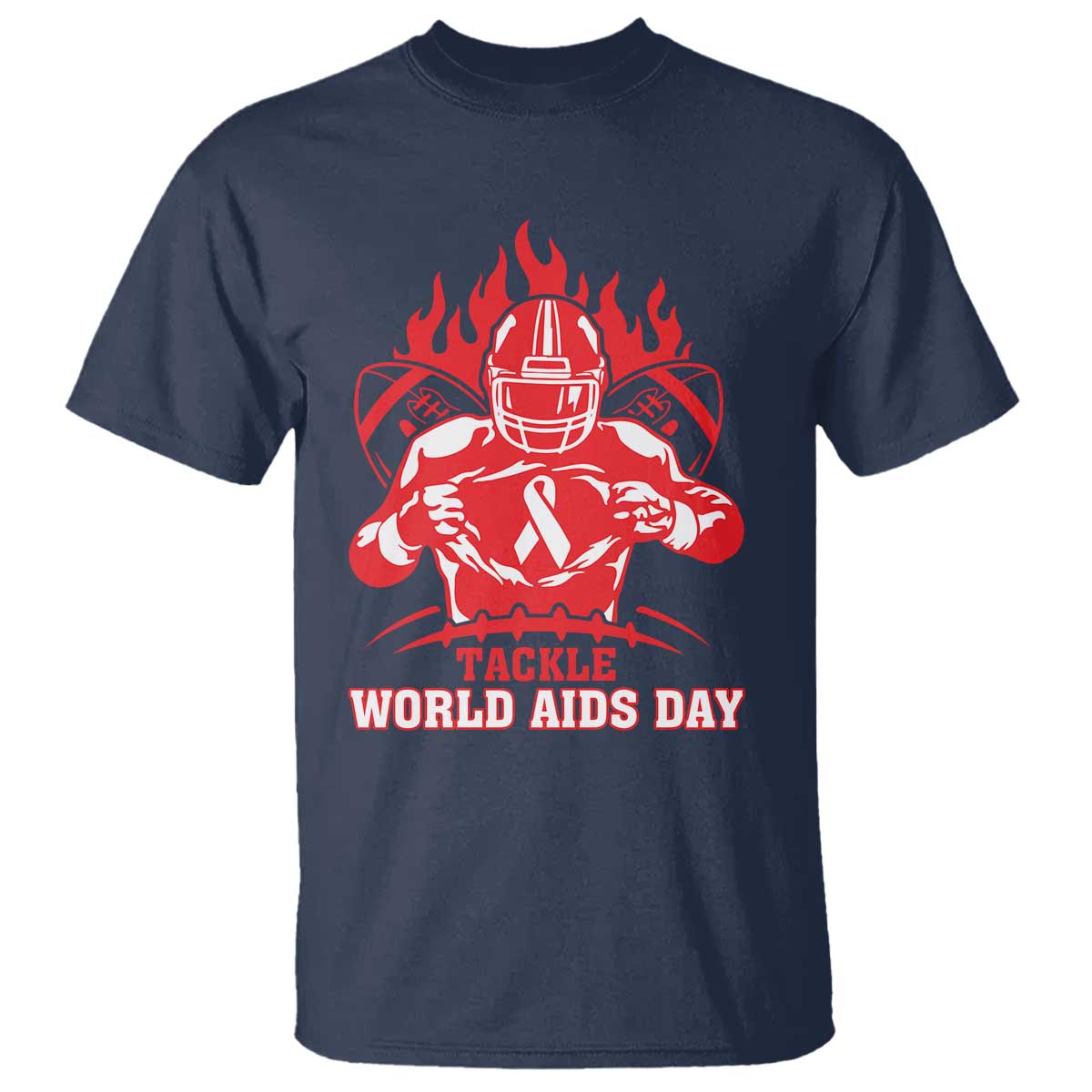 AIDS Support T Shirt Ribbon HIV Tackle Football Gift