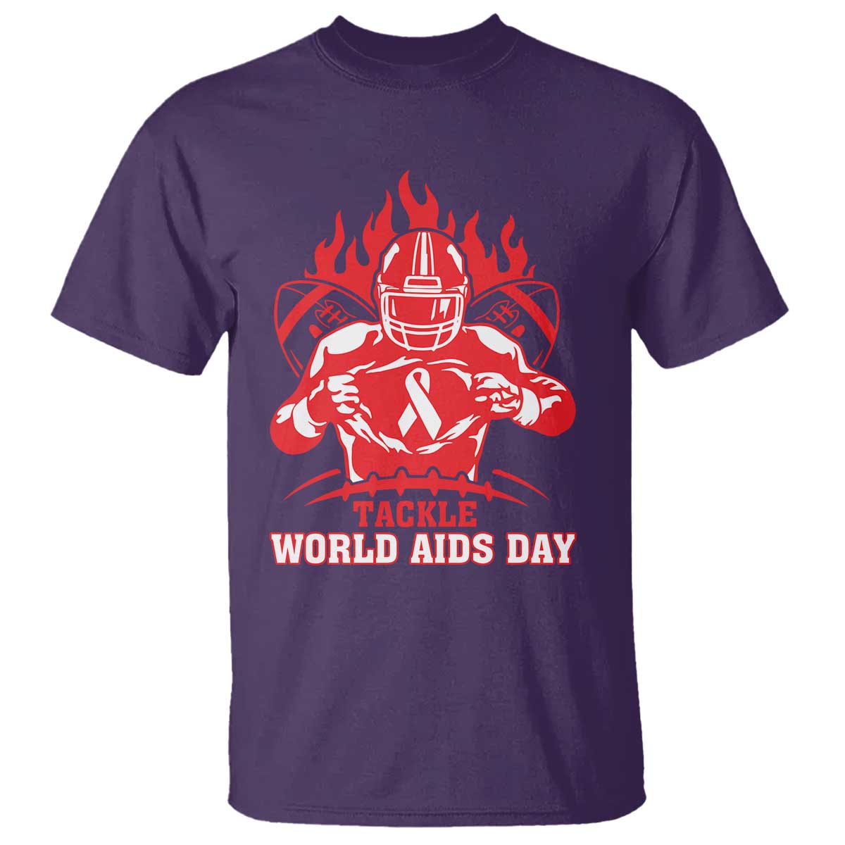 AIDS Support T Shirt Ribbon HIV Tackle Football Gift