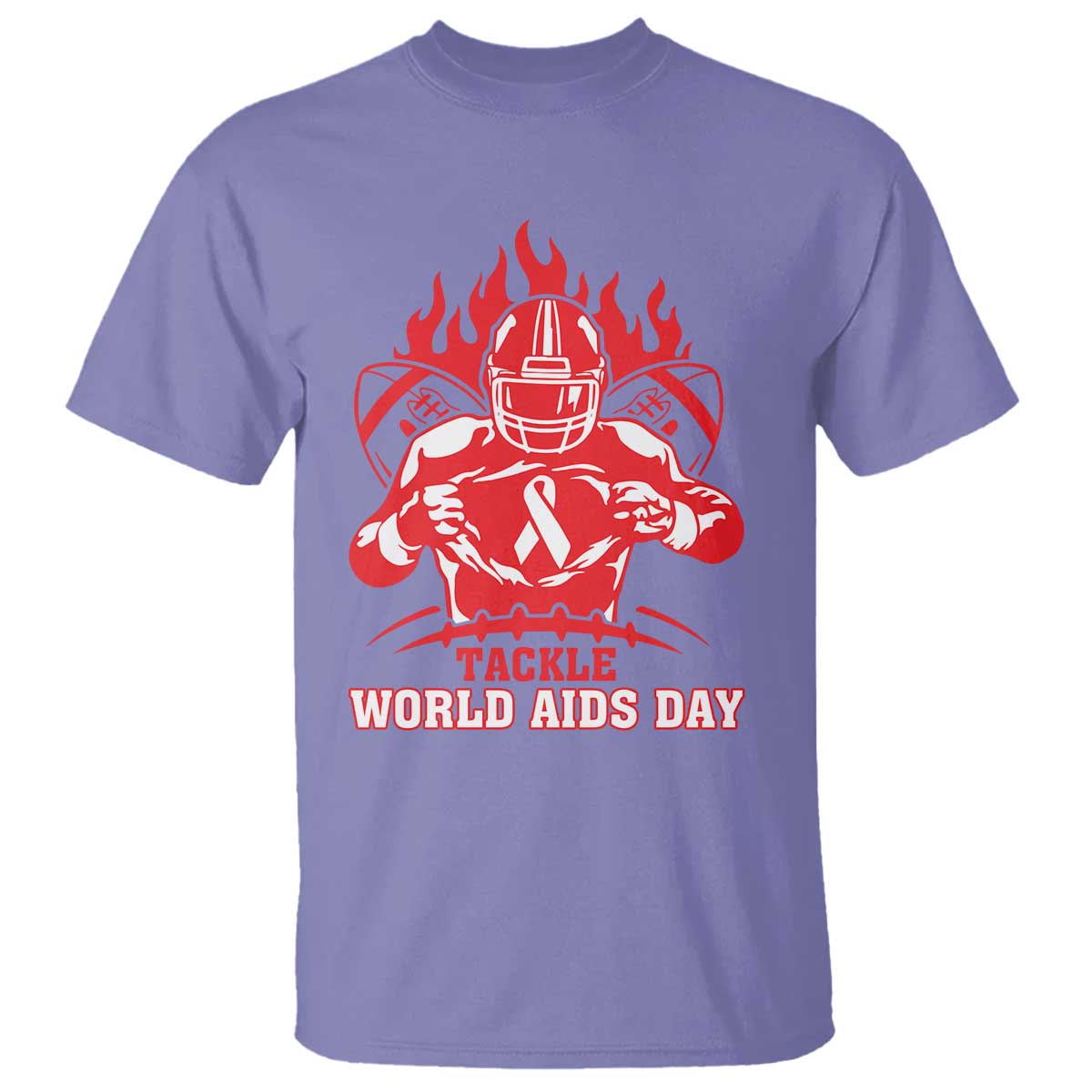 AIDS Support T Shirt Ribbon HIV Tackle Football Gift