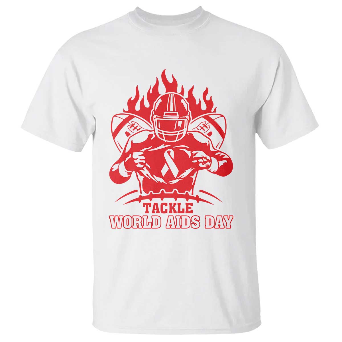 AIDS Support T Shirt Ribbon HIV Tackle Football Gift
