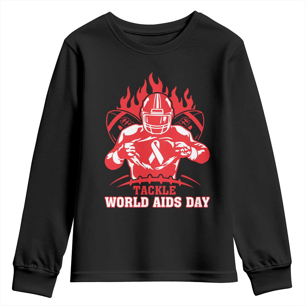 AIDS Support Youth Sweatshirt Ribbon HIV Tackle Football Gift