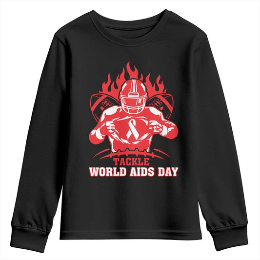 AIDS Support Youth Sweatshirt Ribbon HIV Tackle Football Gift
