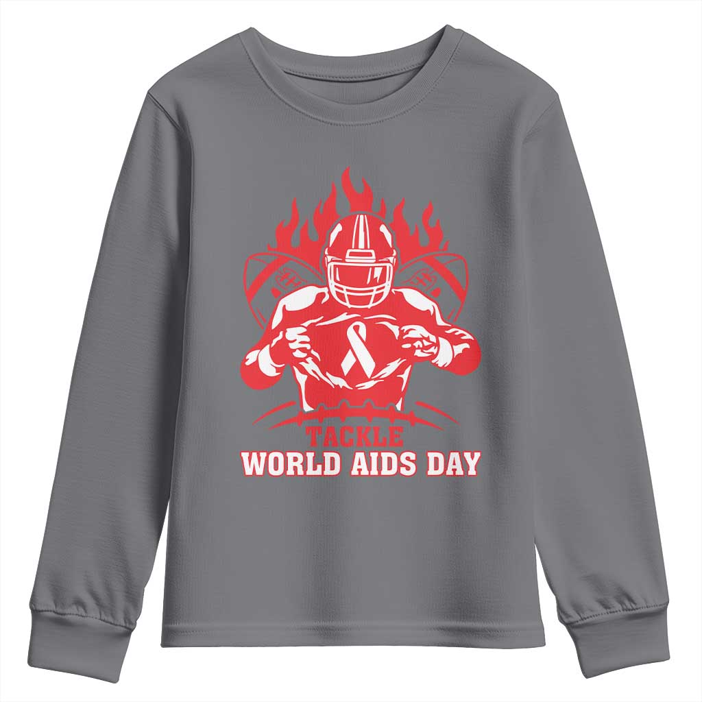 AIDS Support Youth Sweatshirt Ribbon HIV Tackle Football Gift