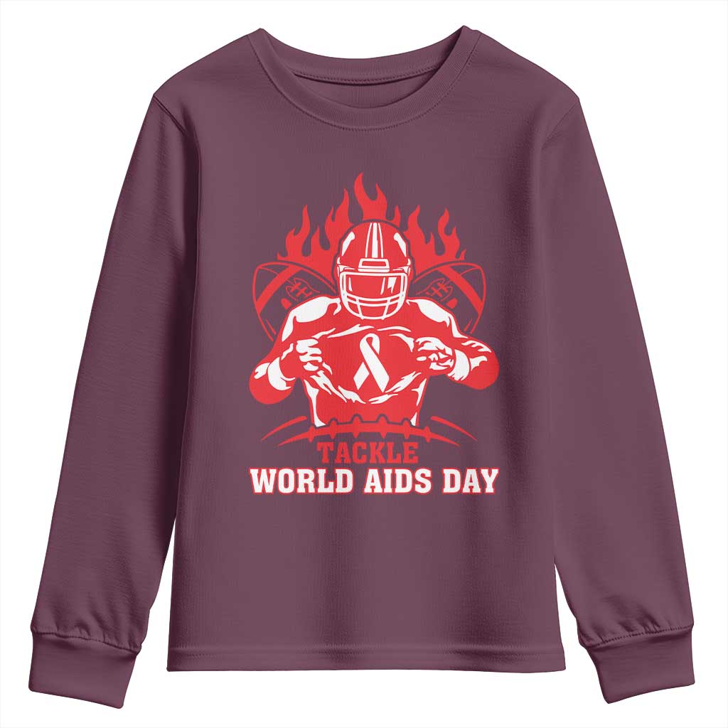 AIDS Support Youth Sweatshirt Ribbon HIV Tackle Football Gift