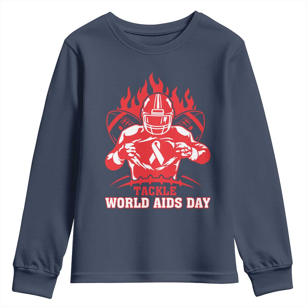 AIDS Support Youth Sweatshirt Ribbon HIV Tackle Football Gift