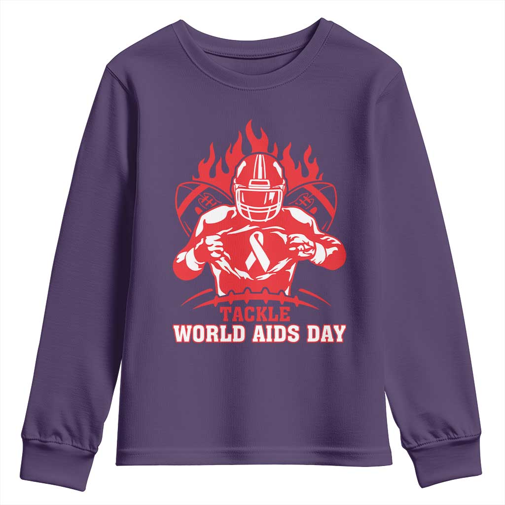 AIDS Support Youth Sweatshirt Ribbon HIV Tackle Football Gift