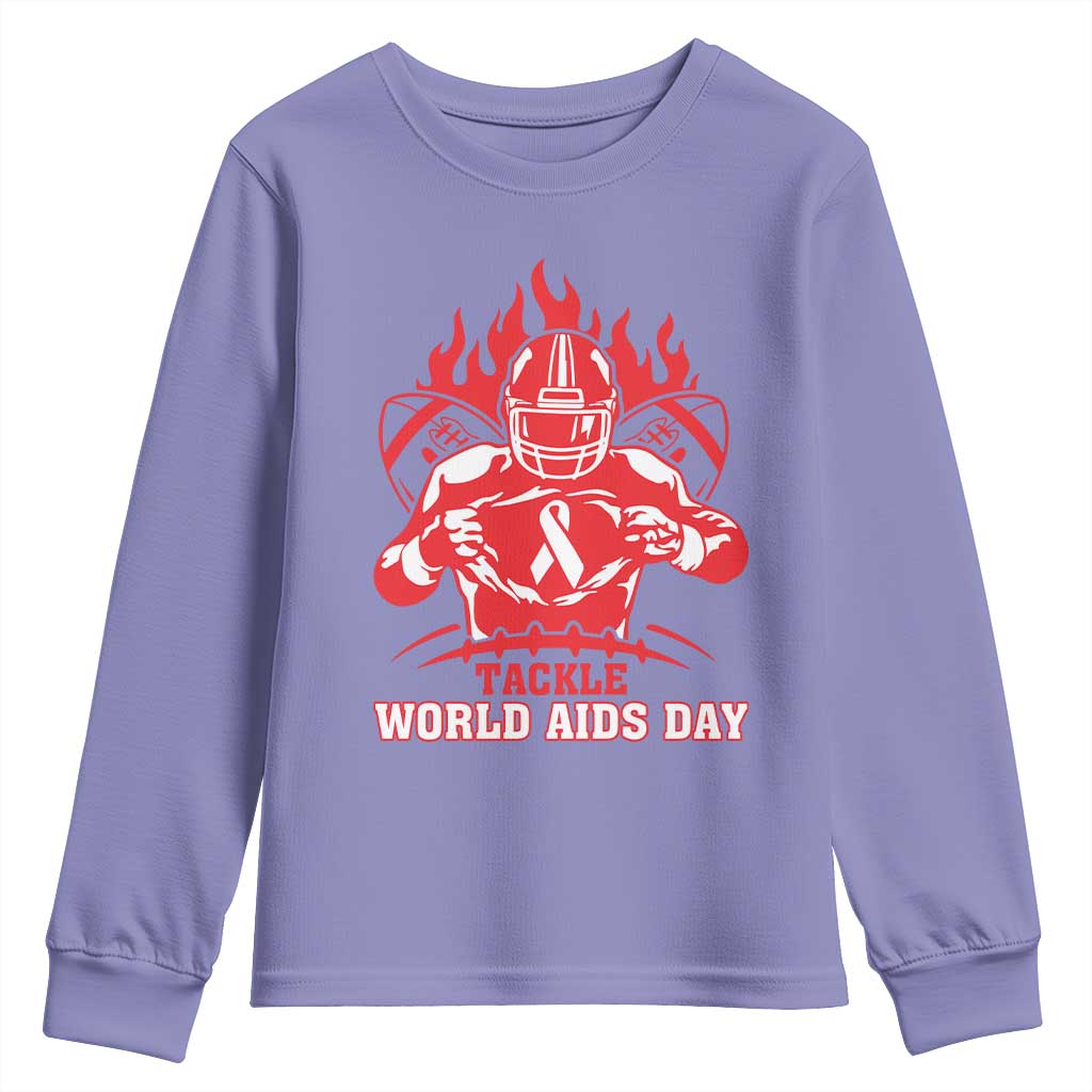 AIDS Support Youth Sweatshirt Ribbon HIV Tackle Football Gift