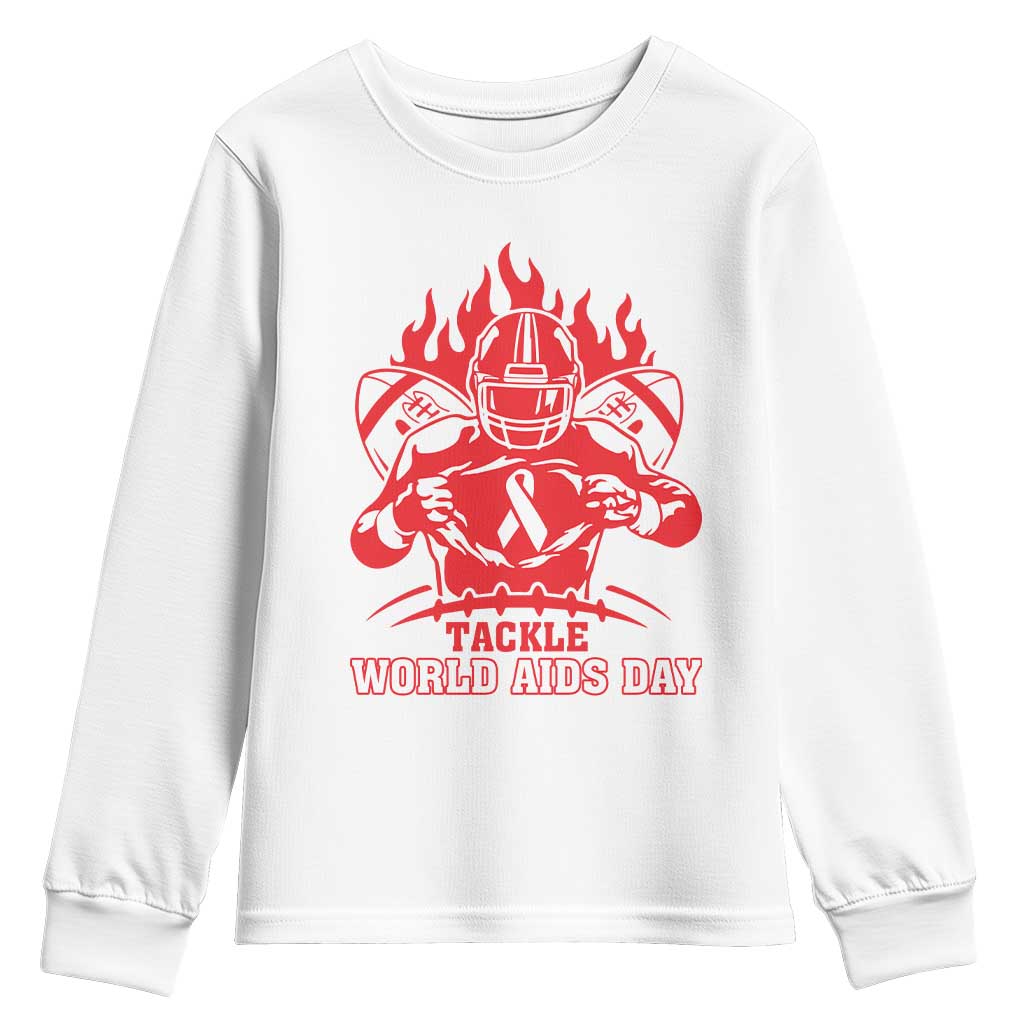 AIDS Support Youth Sweatshirt Ribbon HIV Tackle Football Gift