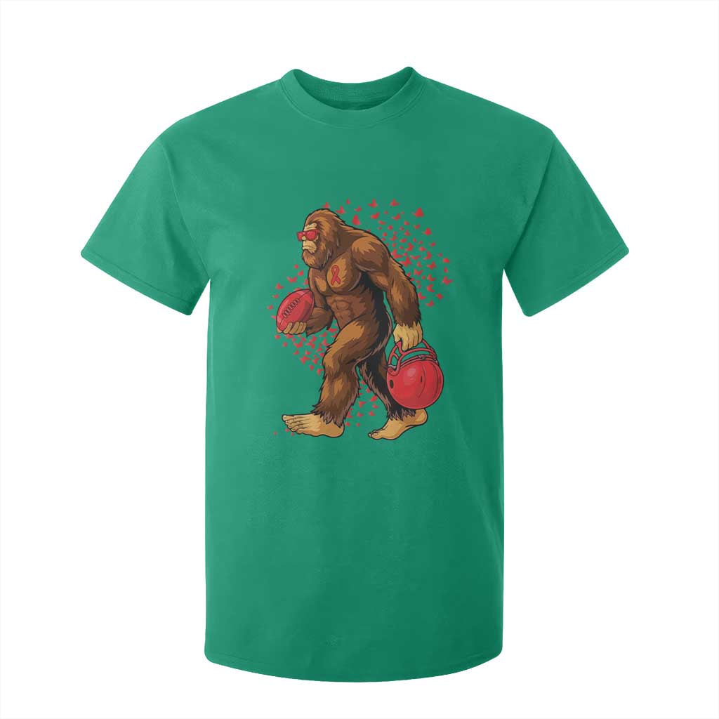 Funny Bigfoot Football T Shirt For Kid Support HIV Support Gift