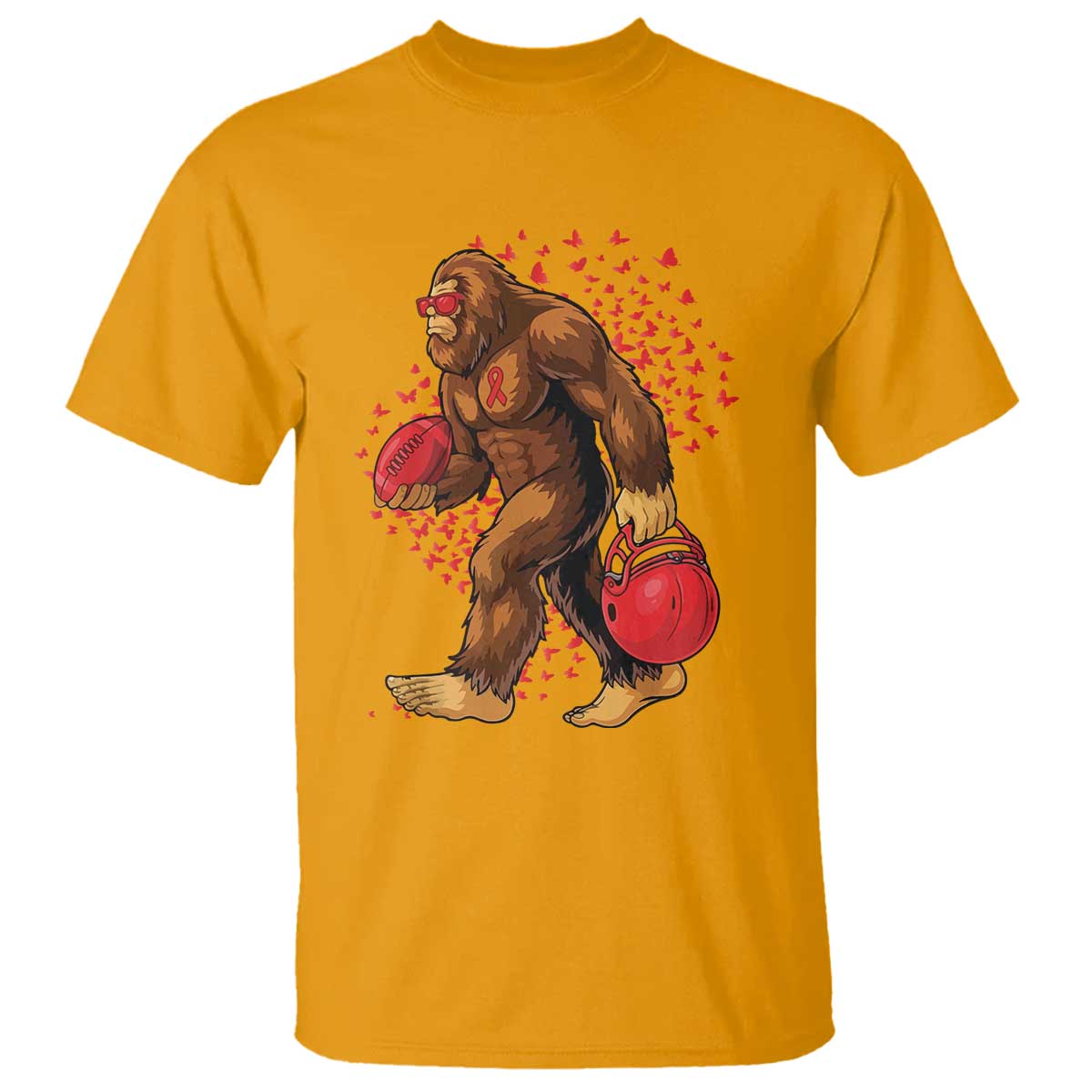 Funny Bigfoot Football T Shirt Support HIV Support Gift