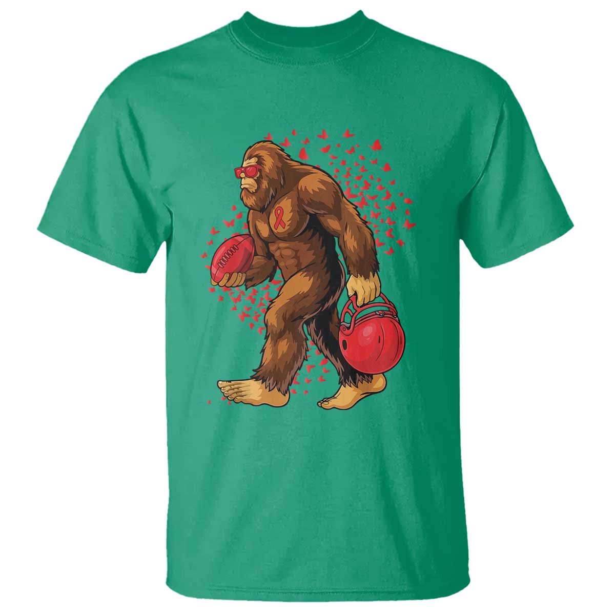 Funny Bigfoot Football T Shirt Support HIV Support Gift
