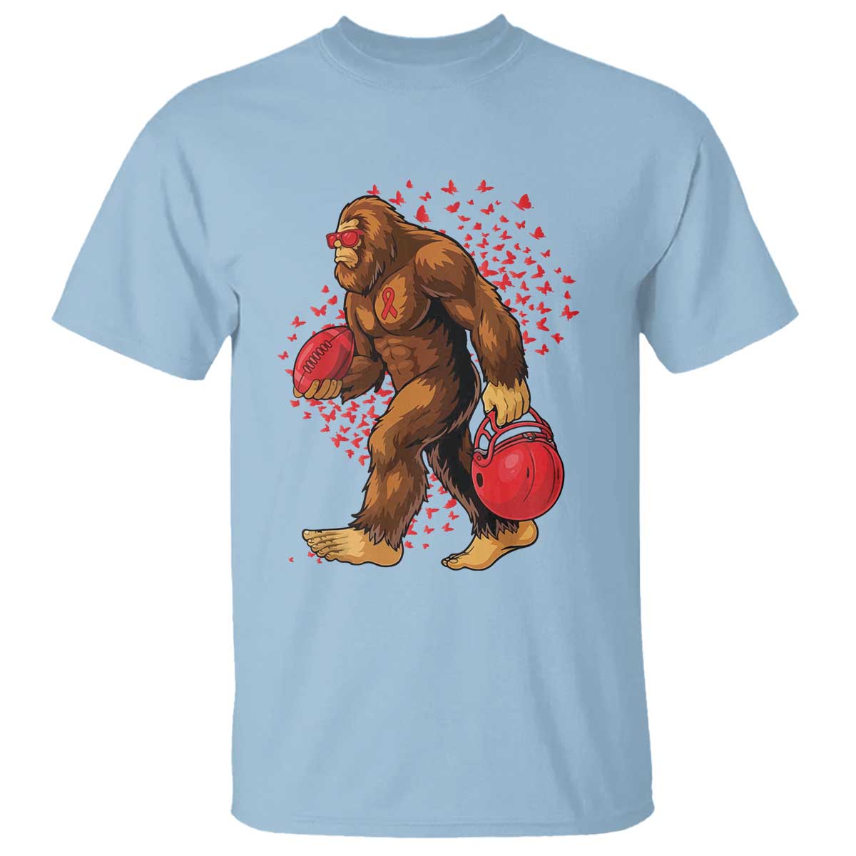 Funny Bigfoot Football T Shirt Support HIV Support Gift