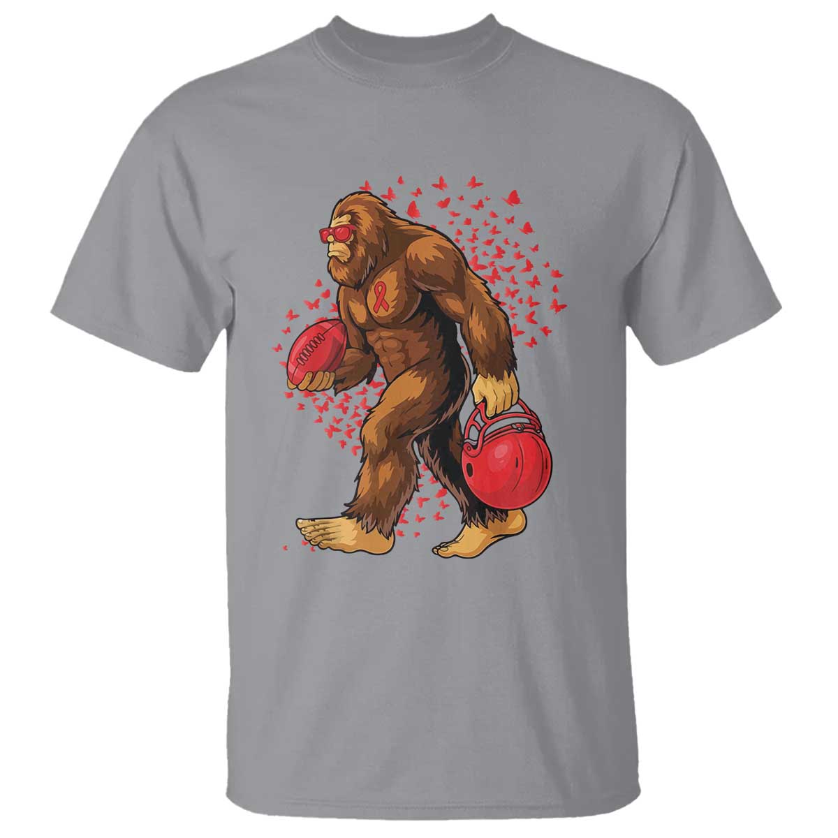 Funny Bigfoot Football T Shirt Support HIV Support Gift