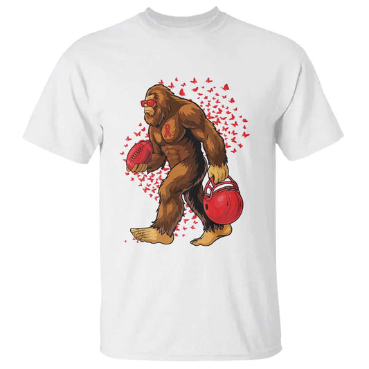 Funny Bigfoot Football T Shirt Support HIV Support Gift