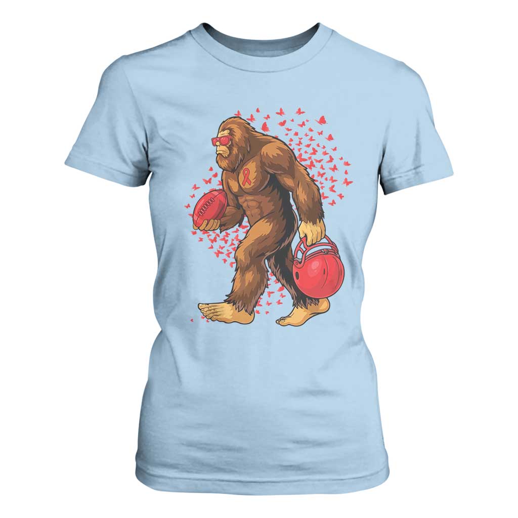 Funny Bigfoot Football T Shirt For Women Support HIV Support Gift