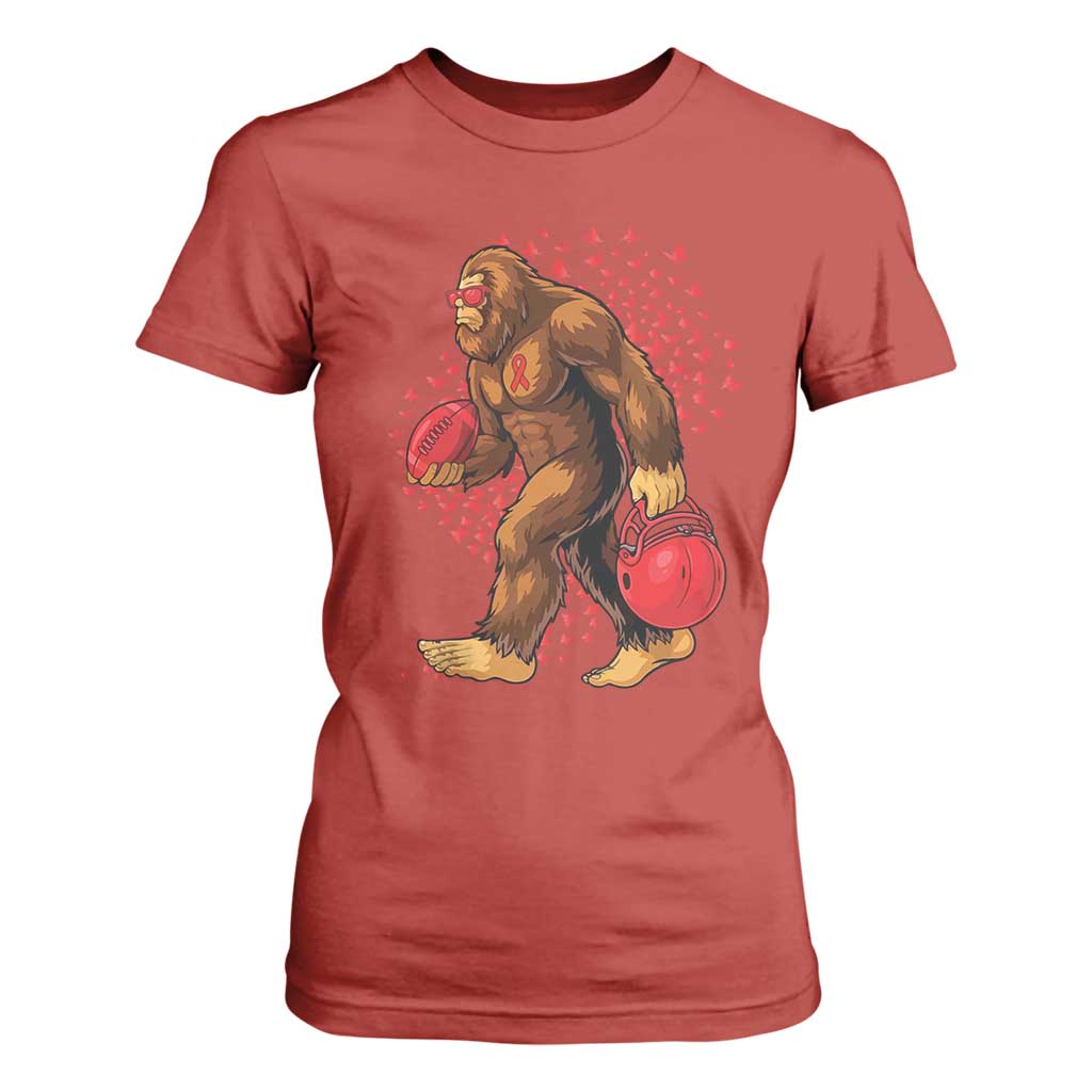 Funny Bigfoot Football T Shirt For Women Support HIV Support Gift