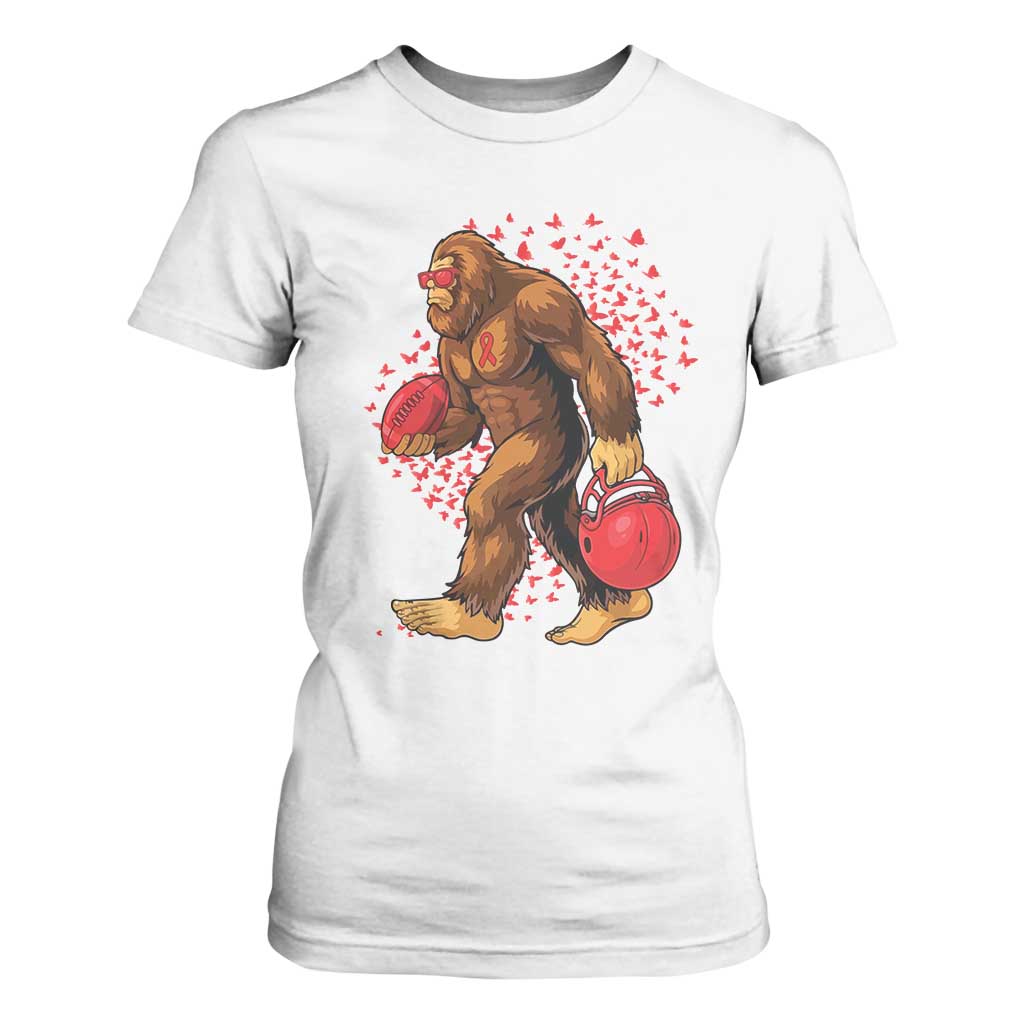 Funny Bigfoot Football T Shirt For Women Support HIV Support Gift