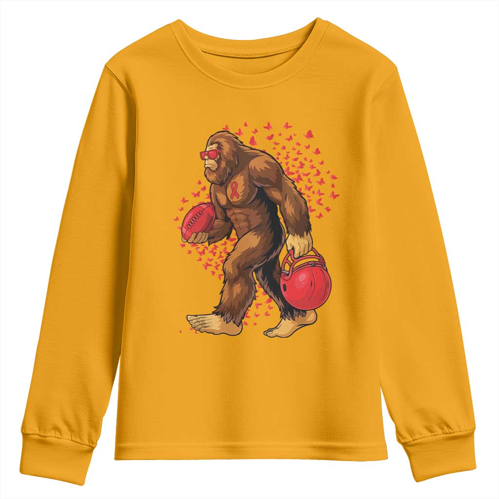 Funny Bigfoot Football Youth Sweatshirt Support HIV Support Gift